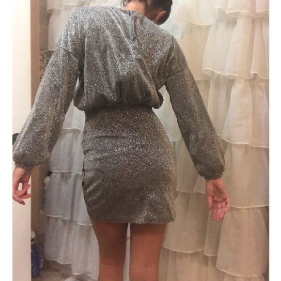 NEW Silver Sparkle Cocktail Mini Dress, Size Small - Picture 4 of 4